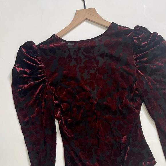 FREE PEOPLE Intimately Magic Hour Velvet Bodysuit Red Midnight Floral Large - Picture 11 of 16